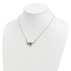 Sterling Silver RH-plated Multi-color Crystal Star w/2in ext Necklace