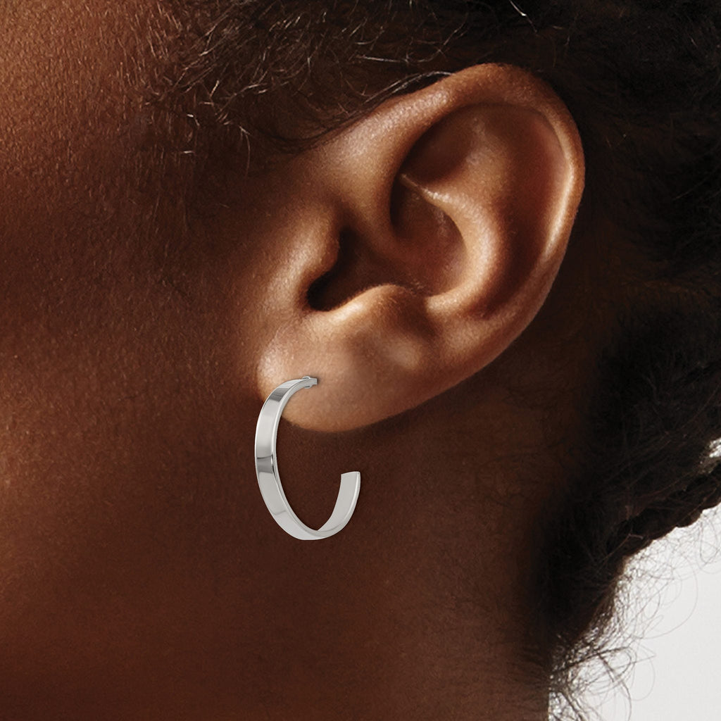 Stainless Steel Polished C-Hoop Earrings for Women