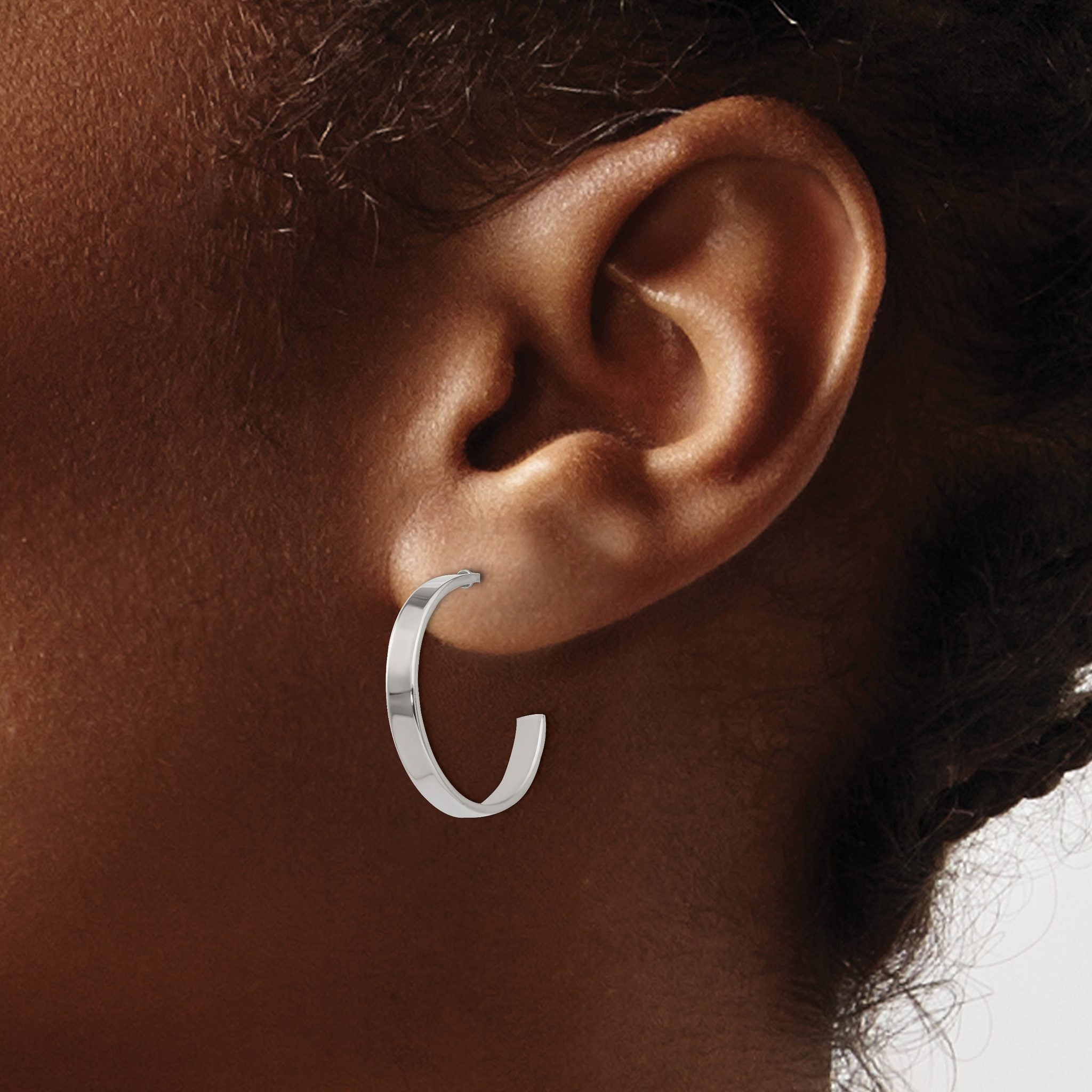 Stainless Steel Polished C-Hoop Earrings for Women