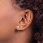 Stainless Steel Polished Square Cubic Zirconia Stud Earrings for Women