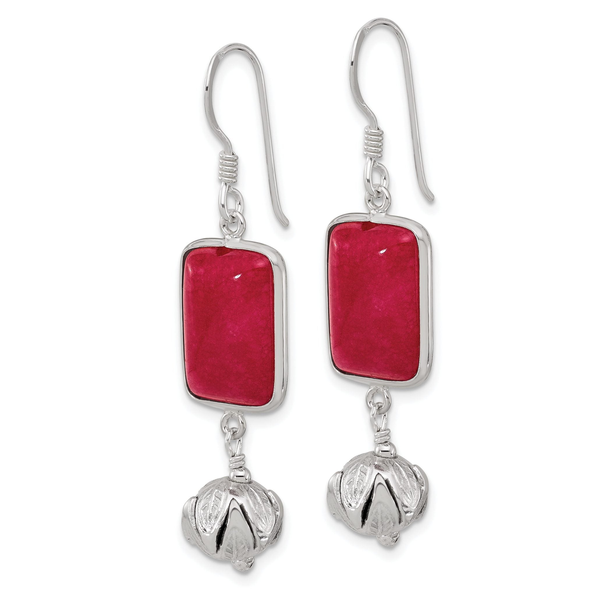 Sterling Silver Red Jade Dangle Shepherd Hook Earrings Secondary image