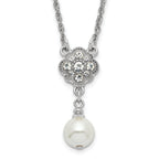 1928 Silver-tone Crystal and Imitation Pearl 16in With  3in ext. Necklace