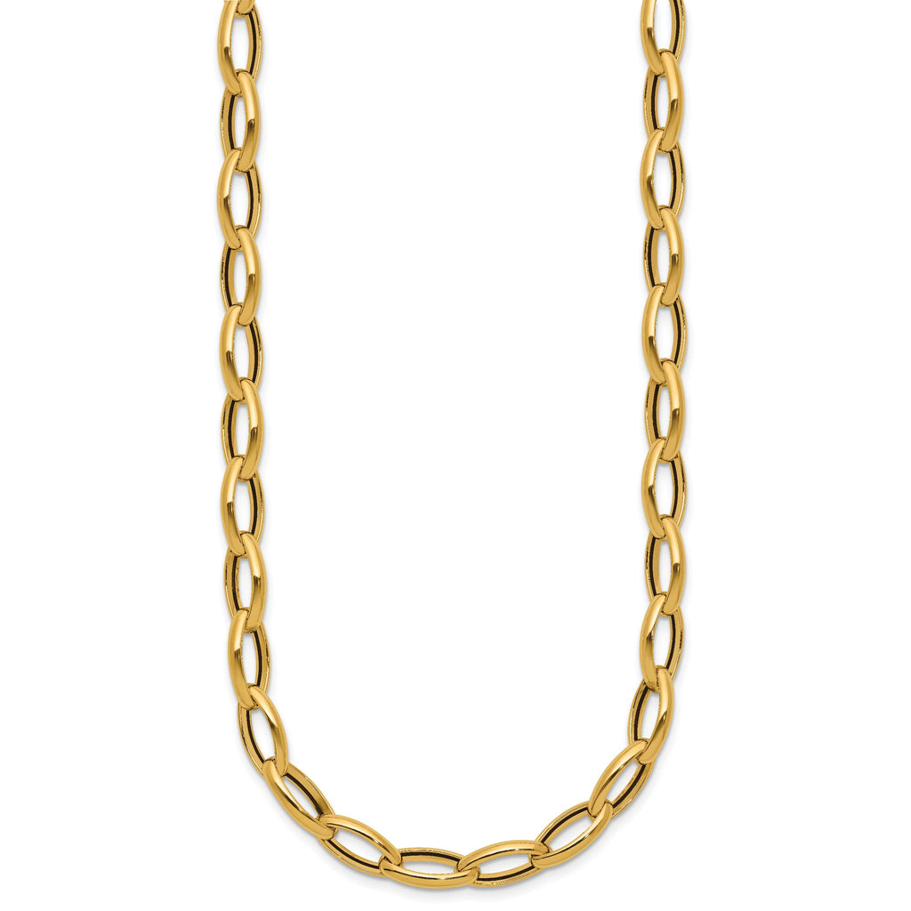 14K Polished Fancy Oval Link Necklace