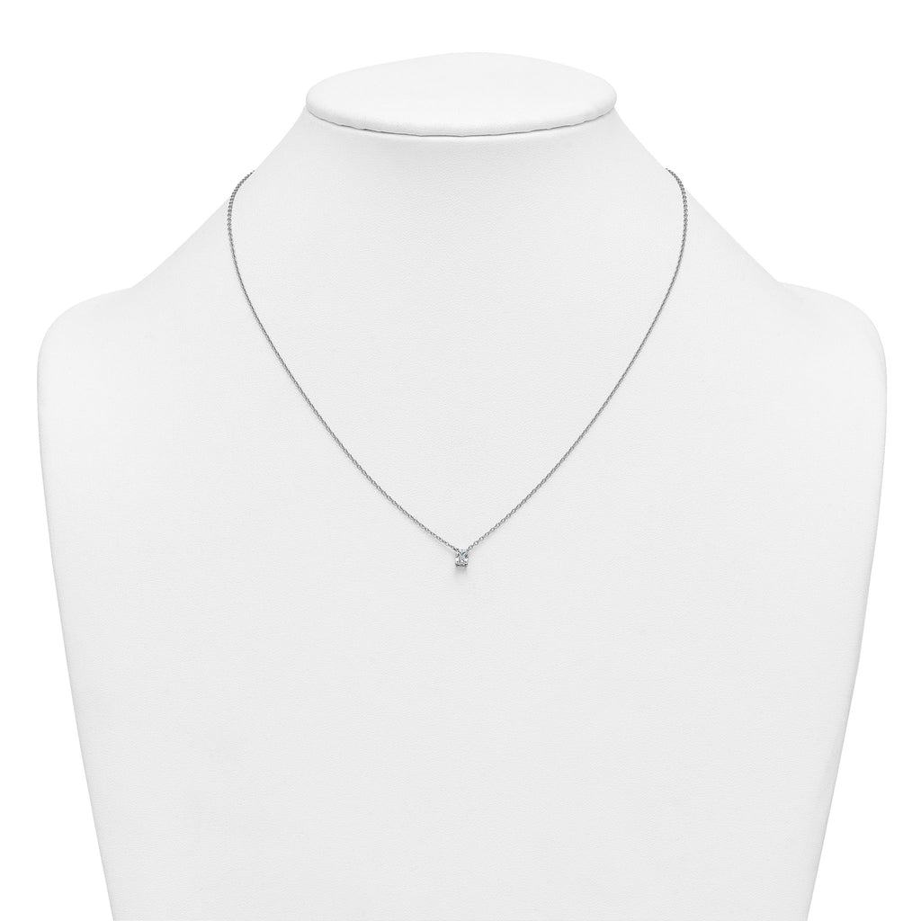 14k White Gold 1/4 carat Lab Grown Diamond VS+ F+ Radiant Complete 18 inch Four Prong Pendant Necklace