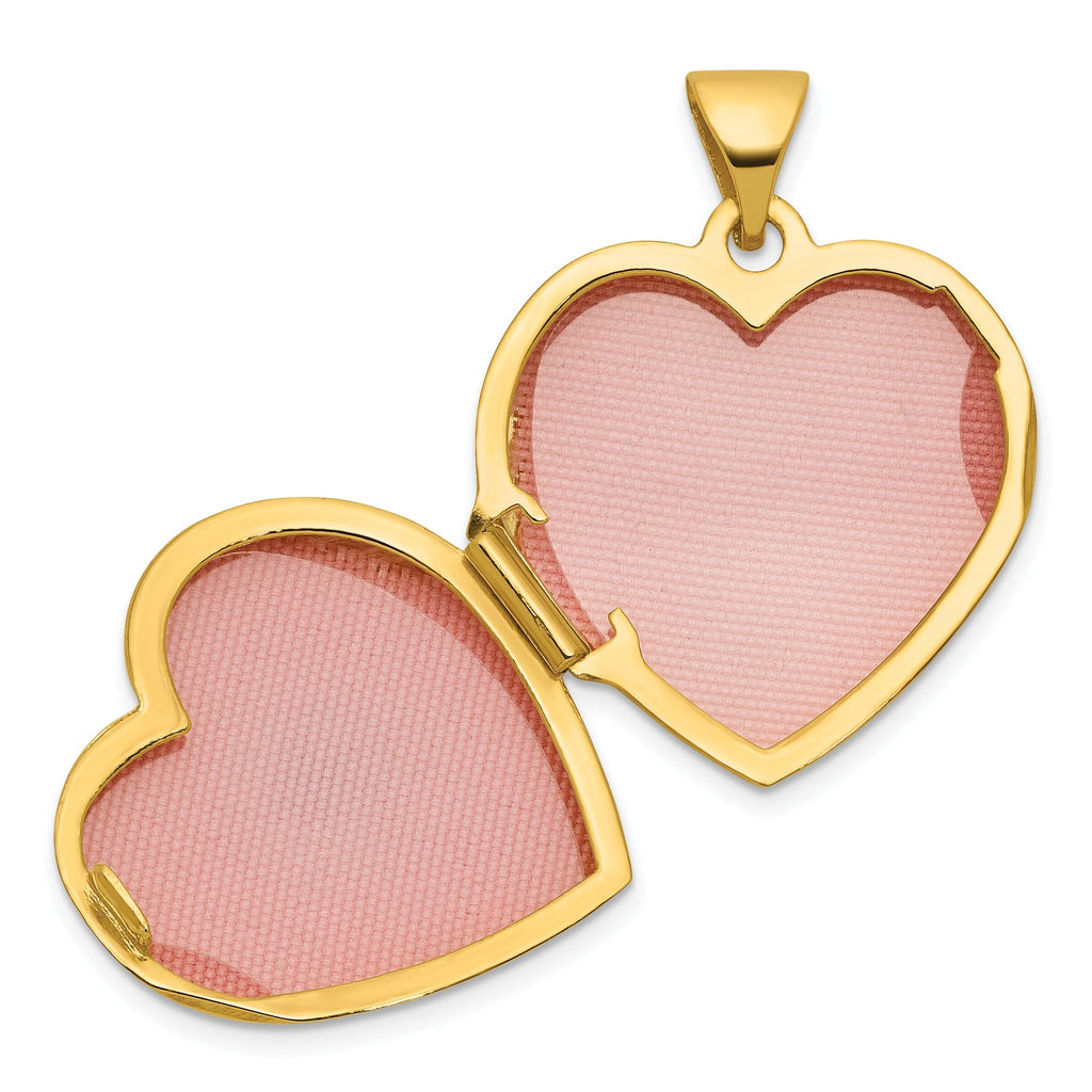 14k Polished Lab Created Emerald May Birthstone 18mm Heart Locket