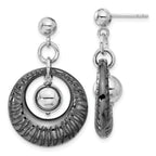 Sophia Jewelers Sterling Silver Ruthenium-Plated Textured Dangle Earrings