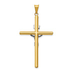 14K Two-Tone Gold Polished Jesus Crucifix Pendant  Hollow, Elegant Religious Charm