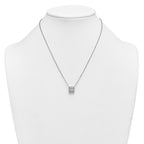14k White Gold 3 carat Certified Lab Grown Diamond VS+ F+ Princess Complete 18 inch Bezel Set Necklace