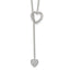 Sterling Silver Rhodium-plated Polished Adjustable Hearts with CZ Necklace