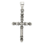 Sterling Silver 925 Antiqued Cross Pendant with Polished Solid Design