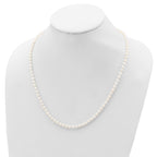 Sterling Silver Rhodium-plated 4-5mm White Near-Round Freshwater Cultured Pearl 20 inch Necklace