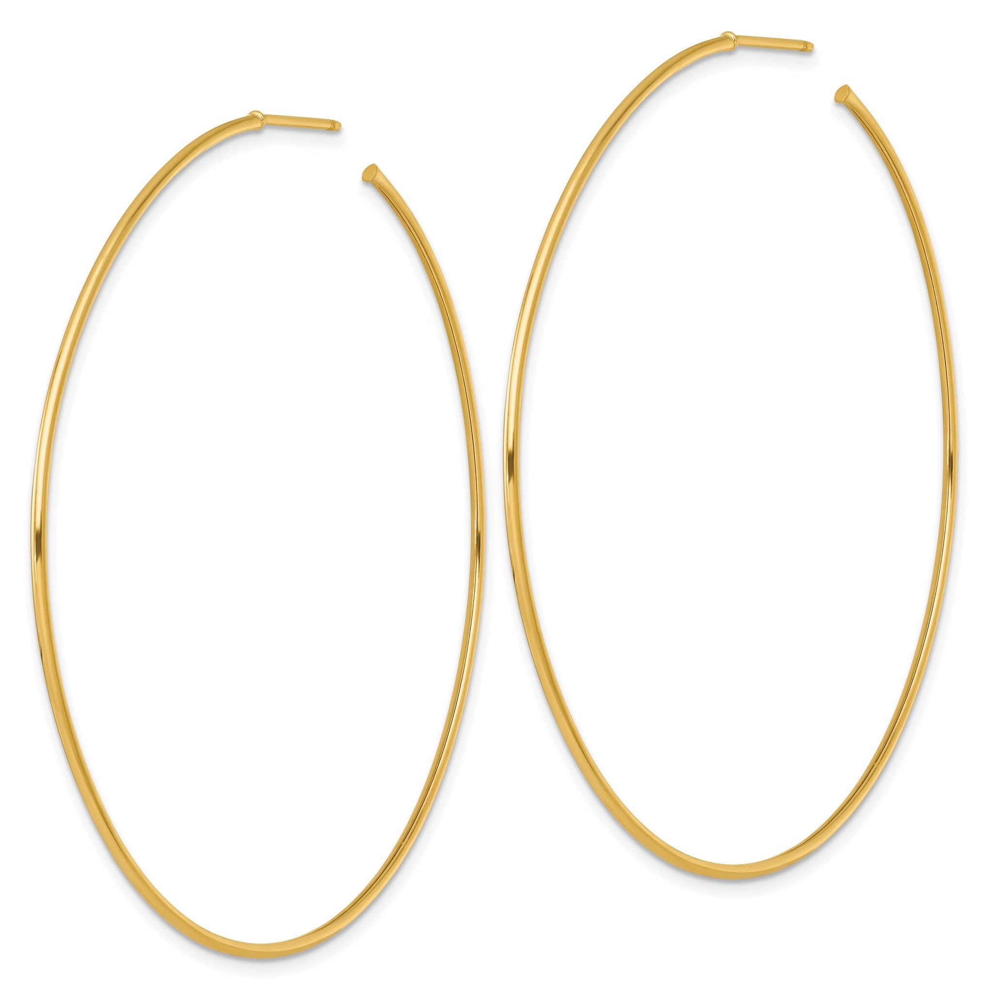 14k Polished 1.2 x 65mm Solid C-Hoop Post Earrings Secondary image