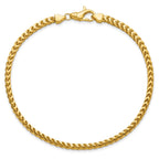 14K 8 inch 3mm Franco with Fancy Lobster Clasp Bracelet