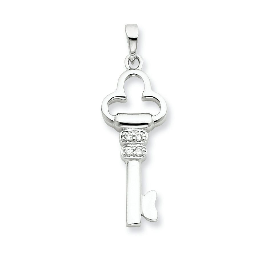 Sterling Silver CZ Key Pendant Main image