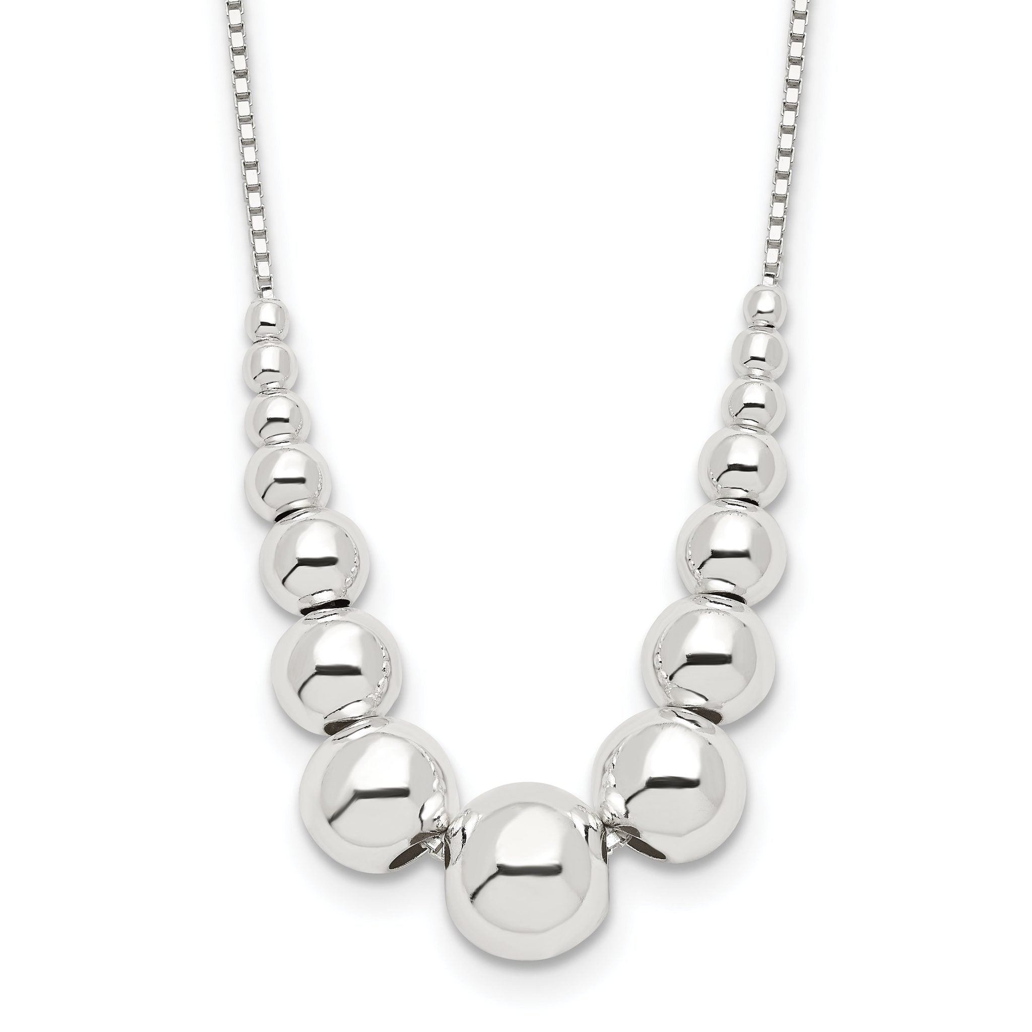 Sophia Jewelers Sterling Silver Beaded Necklace with Polished Finish Elegance