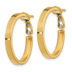 14K Gold Polished Square Tube Hoop Earrings with Omega Back Elegant Design