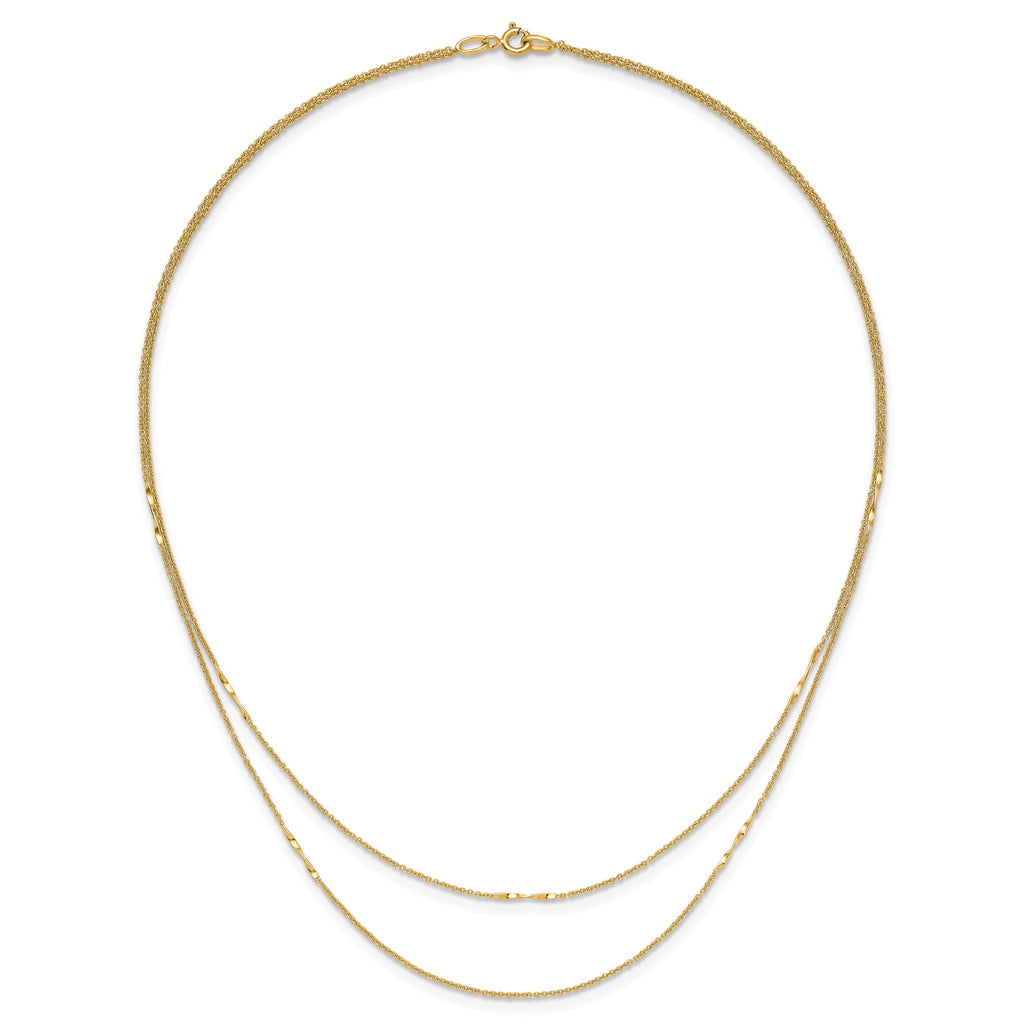 14K Polished 2-Strand Twist Bar Station Necklace