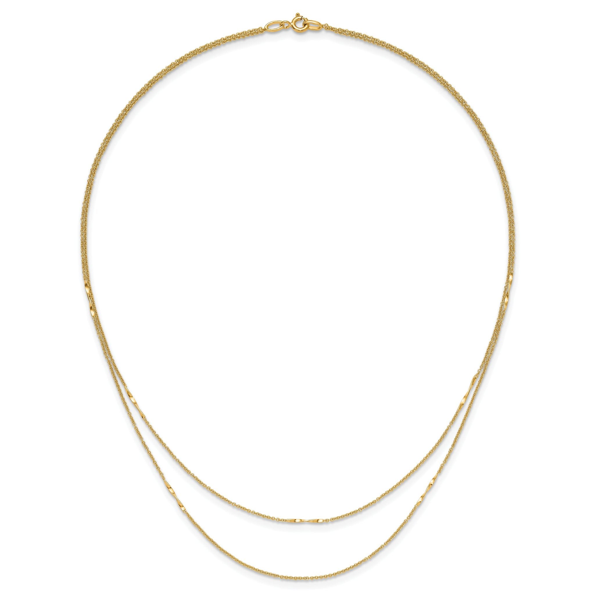 14K Polished 2-Strand Twist Bar Station Necklace