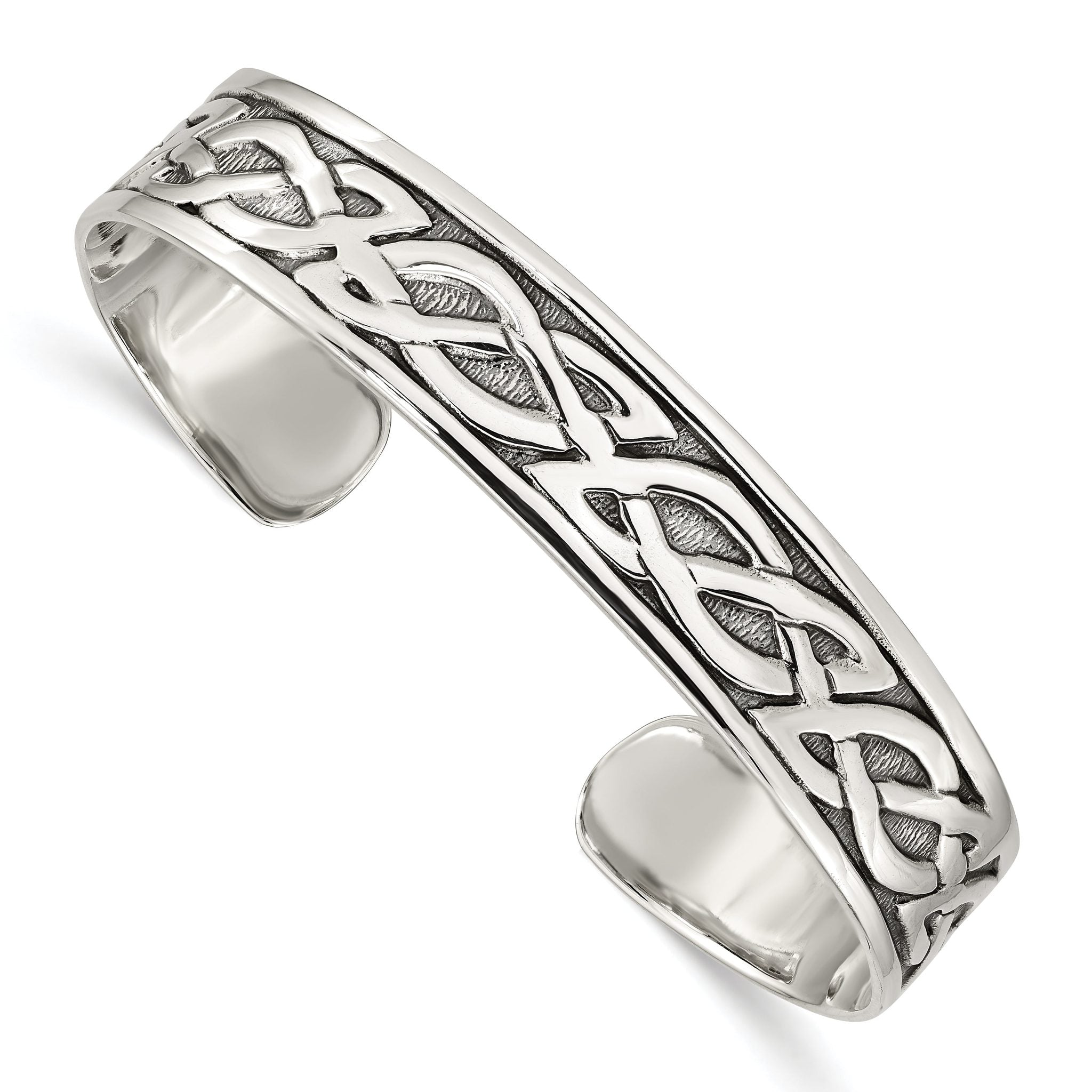 Sophia Jewelers Sterling Silver Celtic Cuff Bracelet Engravable Unisex Design Main image