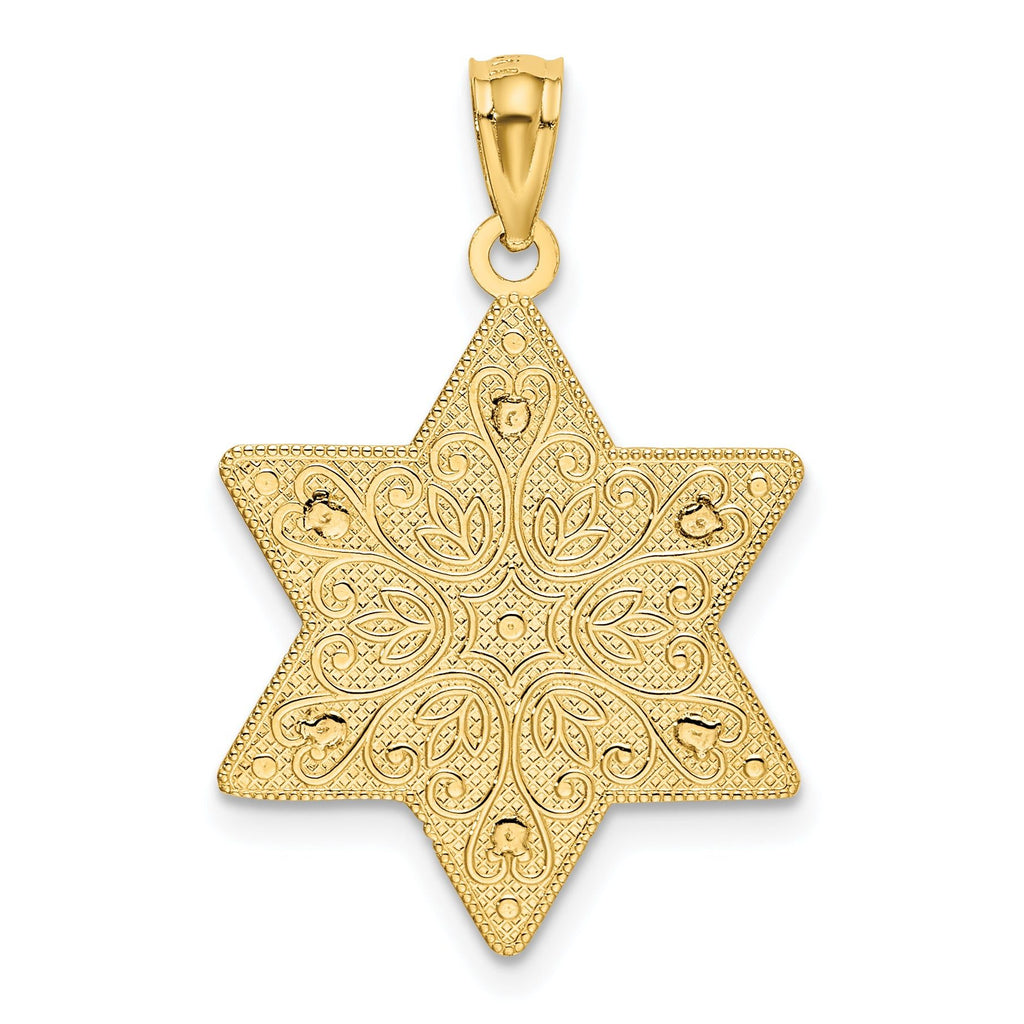 14K Two-Tone Gold Star of David Reversible Filigree Pendant