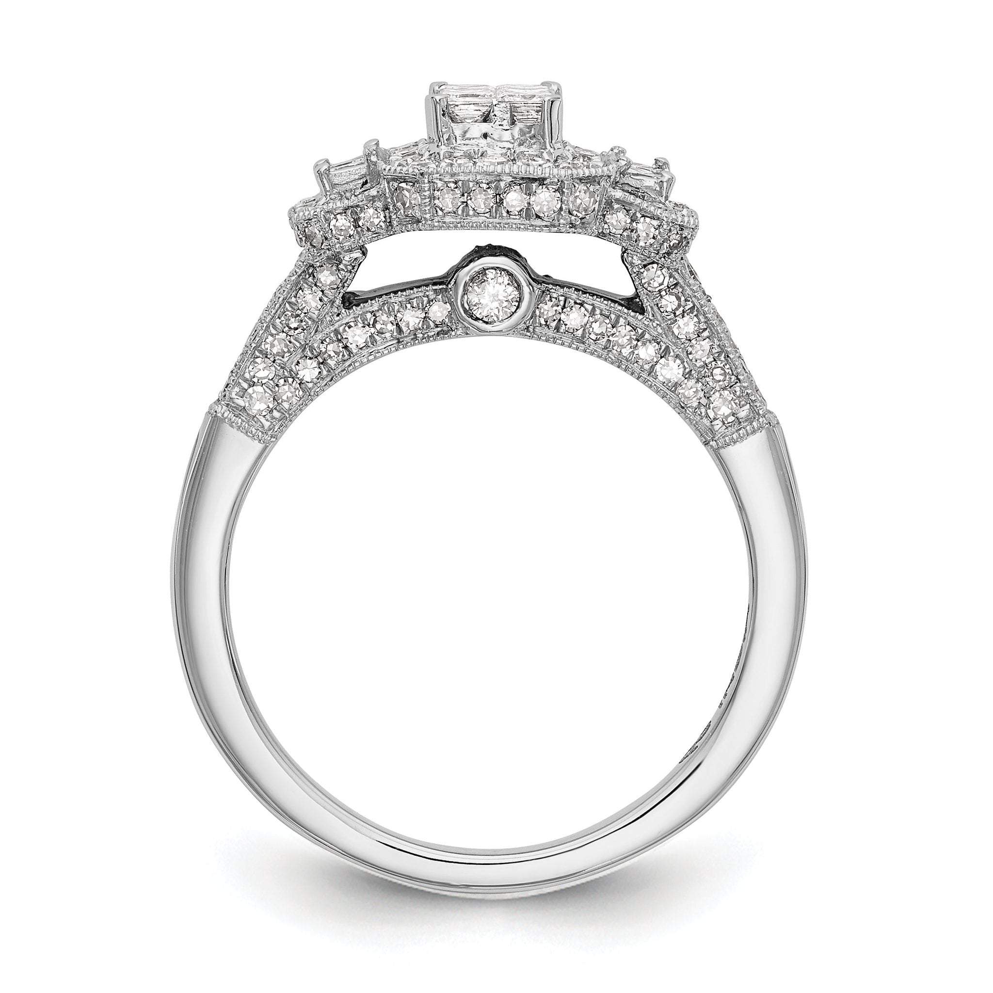 14K White Gold Complete Diamond Cluster Engagement Ring Secondary image