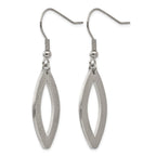 Stainless Steel Polished & Laser Design Oval Drop Dangle Earrings for Women