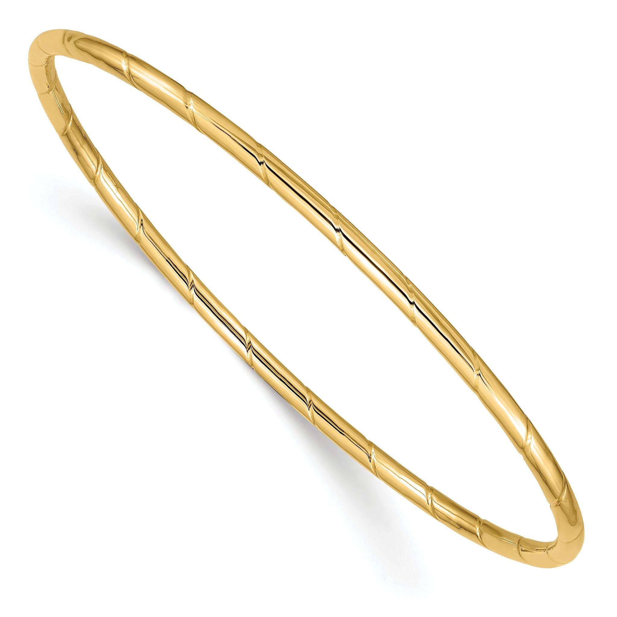 Sophia Jewelers 14K Gold Grooved Slip-On Women's Bangle Polished Elegance