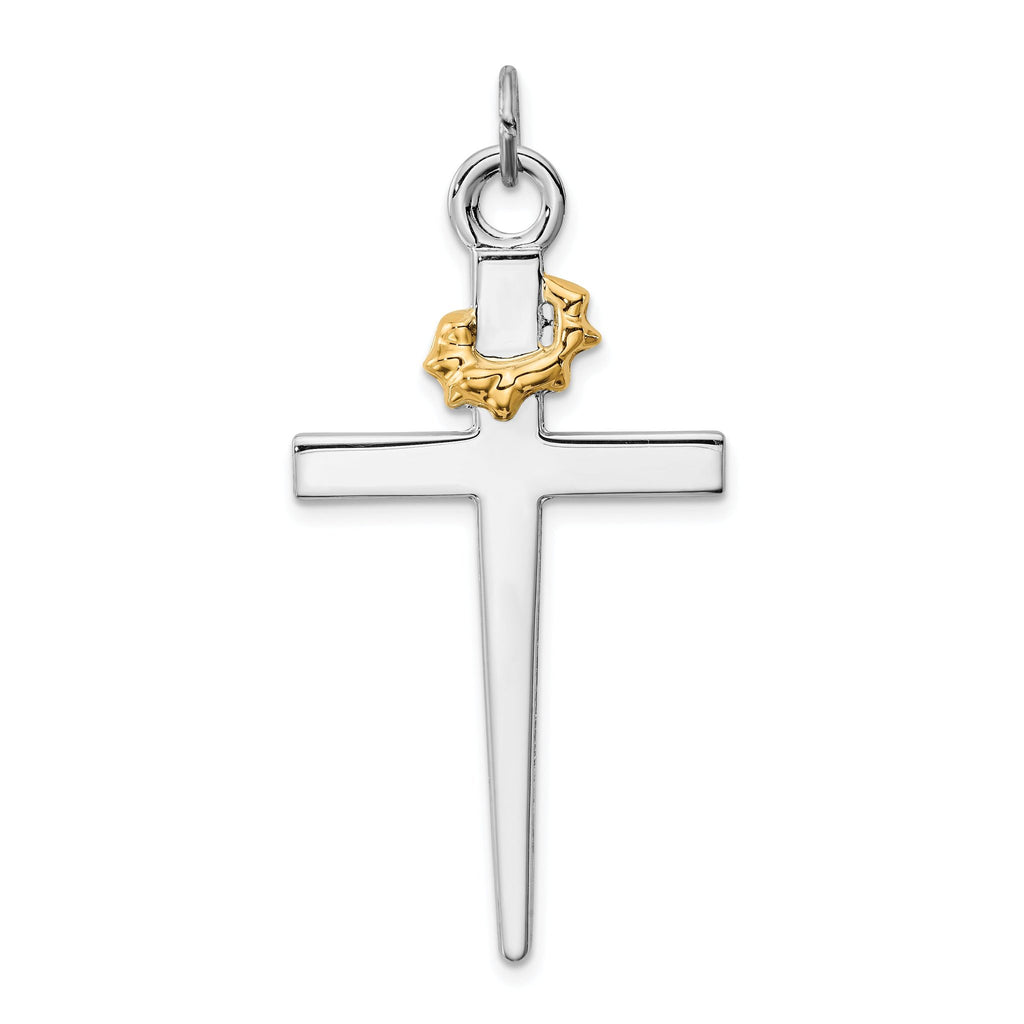 Sterling Silver & 18K Gold-Plated Cross Pendant with Polished Finish