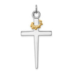 Sterling Silver & 18K Gold-Plated Cross Pendant with Polished Finish