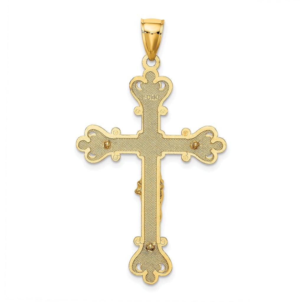 14K Engraved Crucifix Charm