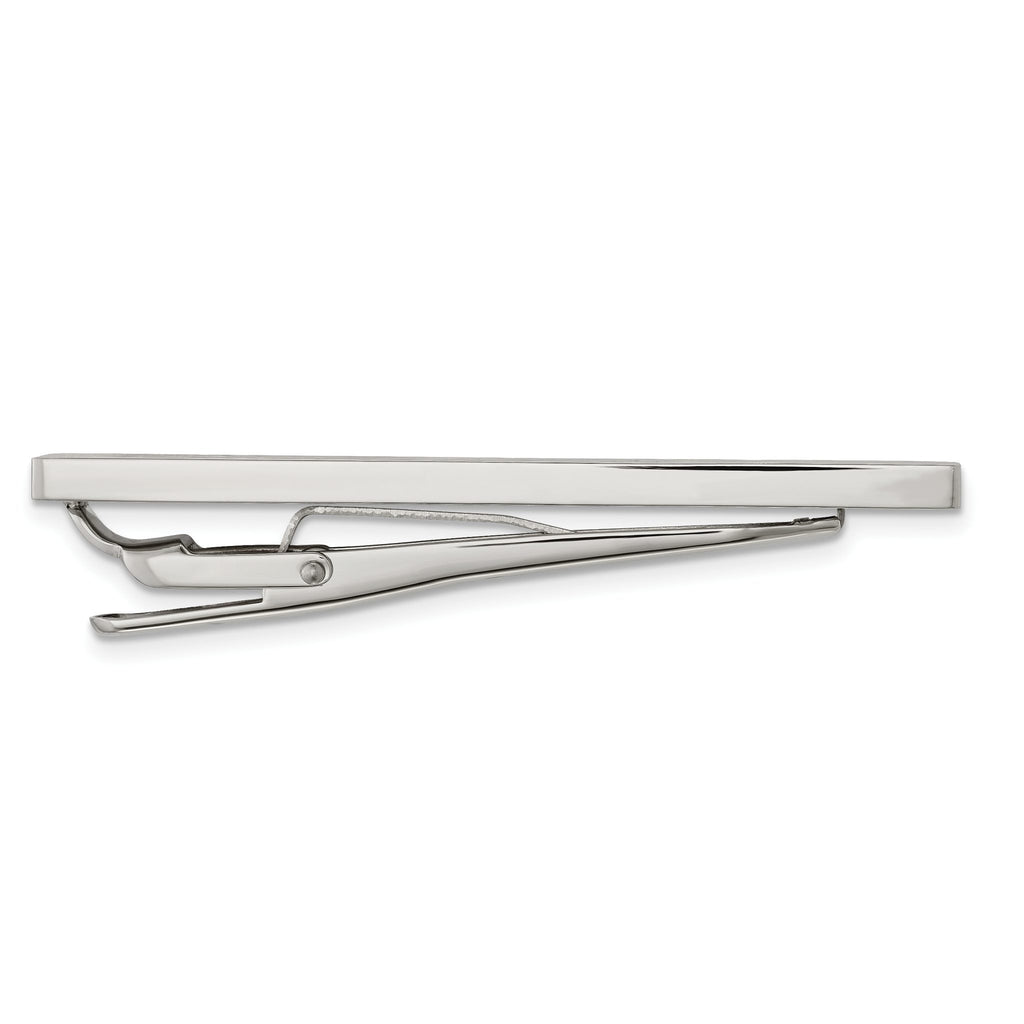 Stainless Steel Men's Tie Bar with Brushed Elegant Black Rubber Design