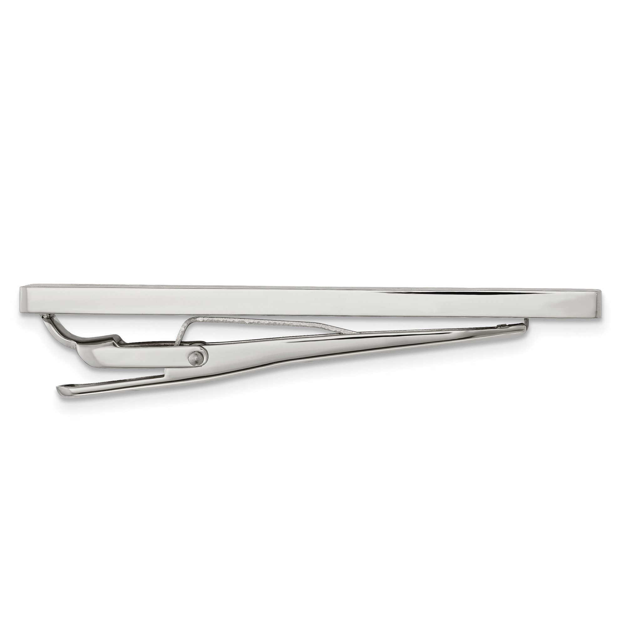 Stainless Steel Men's Tie Bar with Brushed Elegant Black Rubber Design