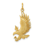 14K Gold Bald Eagle Charm for Men with Polished Textured Finish