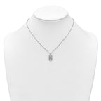 Sterling Silver Rhodium-plated CZ Oval with Butterfly 16 inch with 1.5 inch Extension Necklace