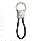 Chisel Stainless Steel Brushed and Hammered Black Leather Key Ring
