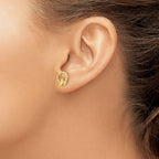 14K Gold Claddagh Button Earrings with Polished Finish for Women