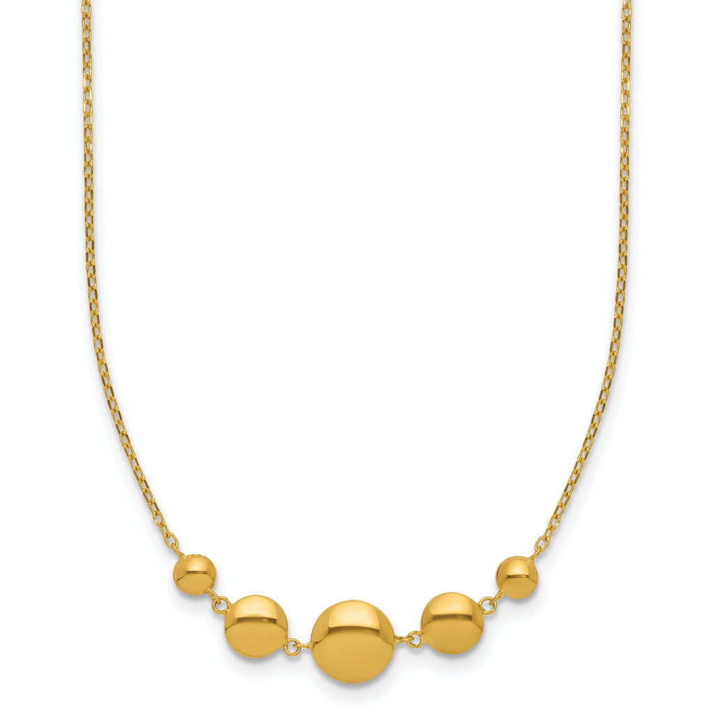 Sterling Silver Gold-tone pol. Fancy Circle w/2in ext. Necklace