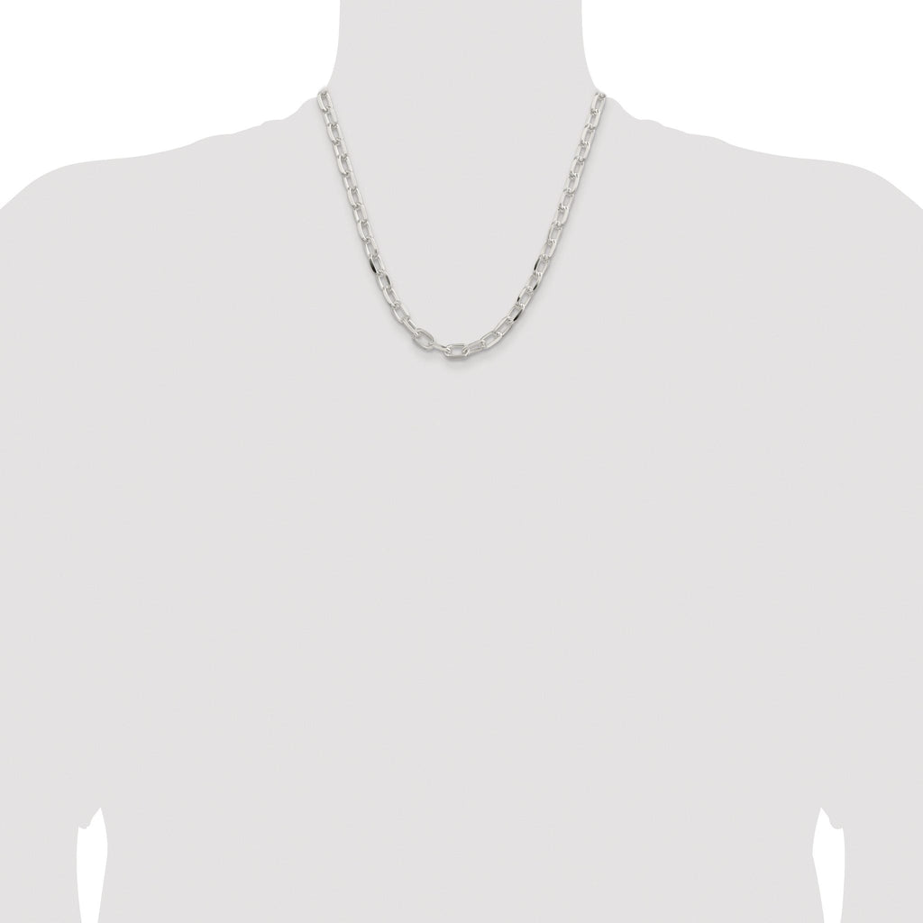 Sterling Silver Rhodium-plated 7.5mm Diamond-cut Long Link Cable Chain
