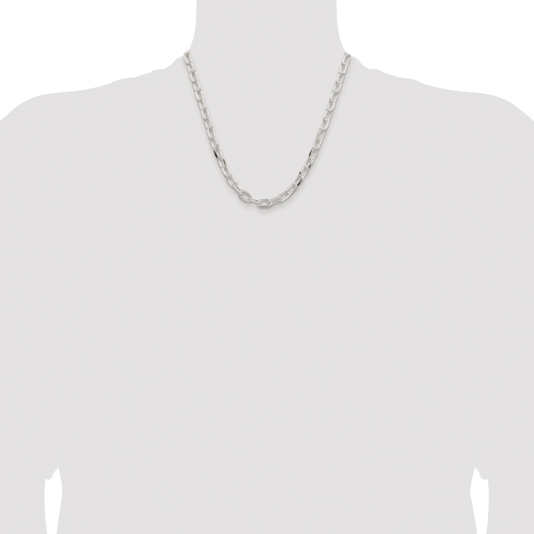 Sterling Silver Rhodium-plated 7.5mm Diamond-cut Long Link Cable Chain