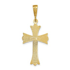14K Gold Fleur De Lis Cross Pendant Elegant Themed Design