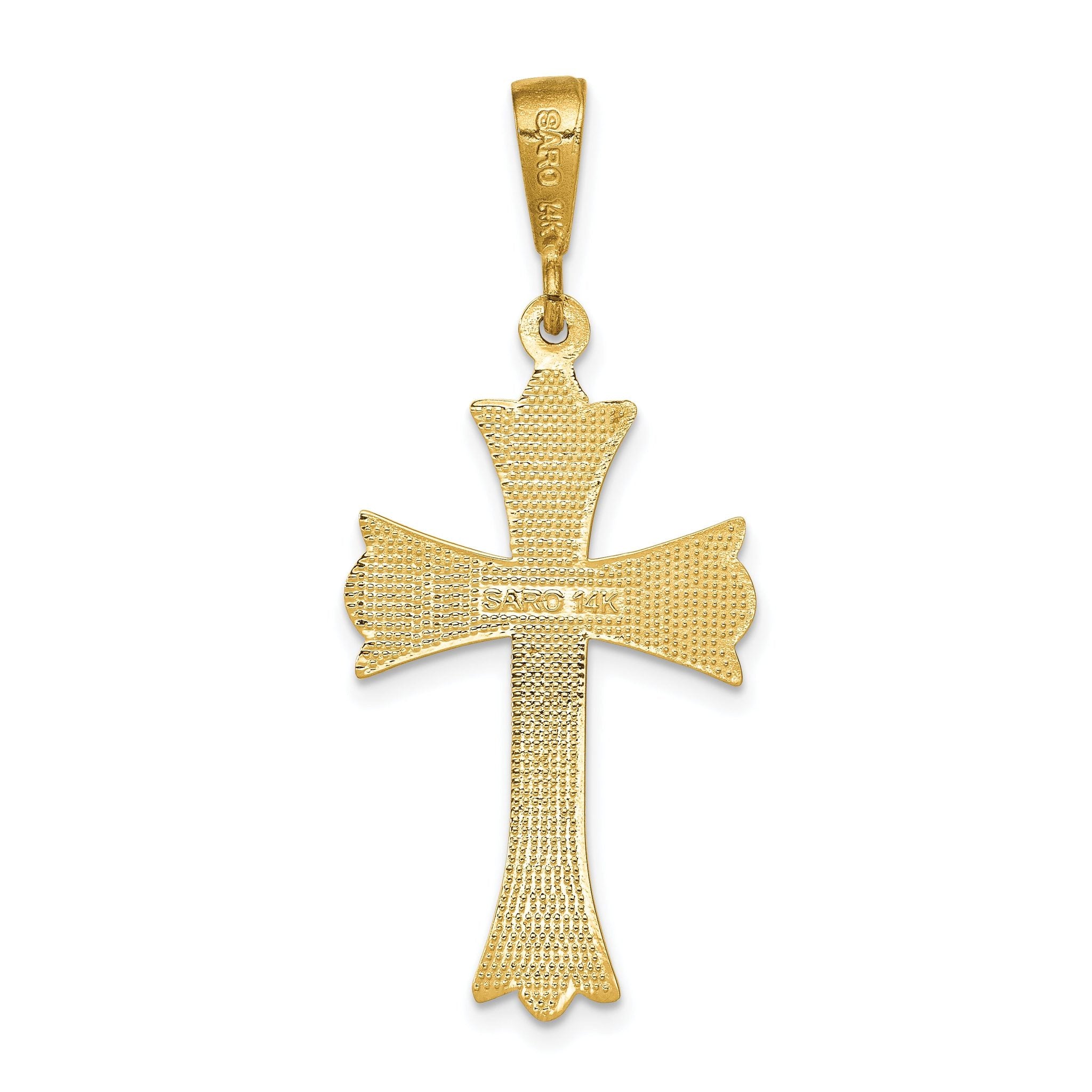 14K Gold Fleur De Lis Cross Pendant Elegant Themed Design