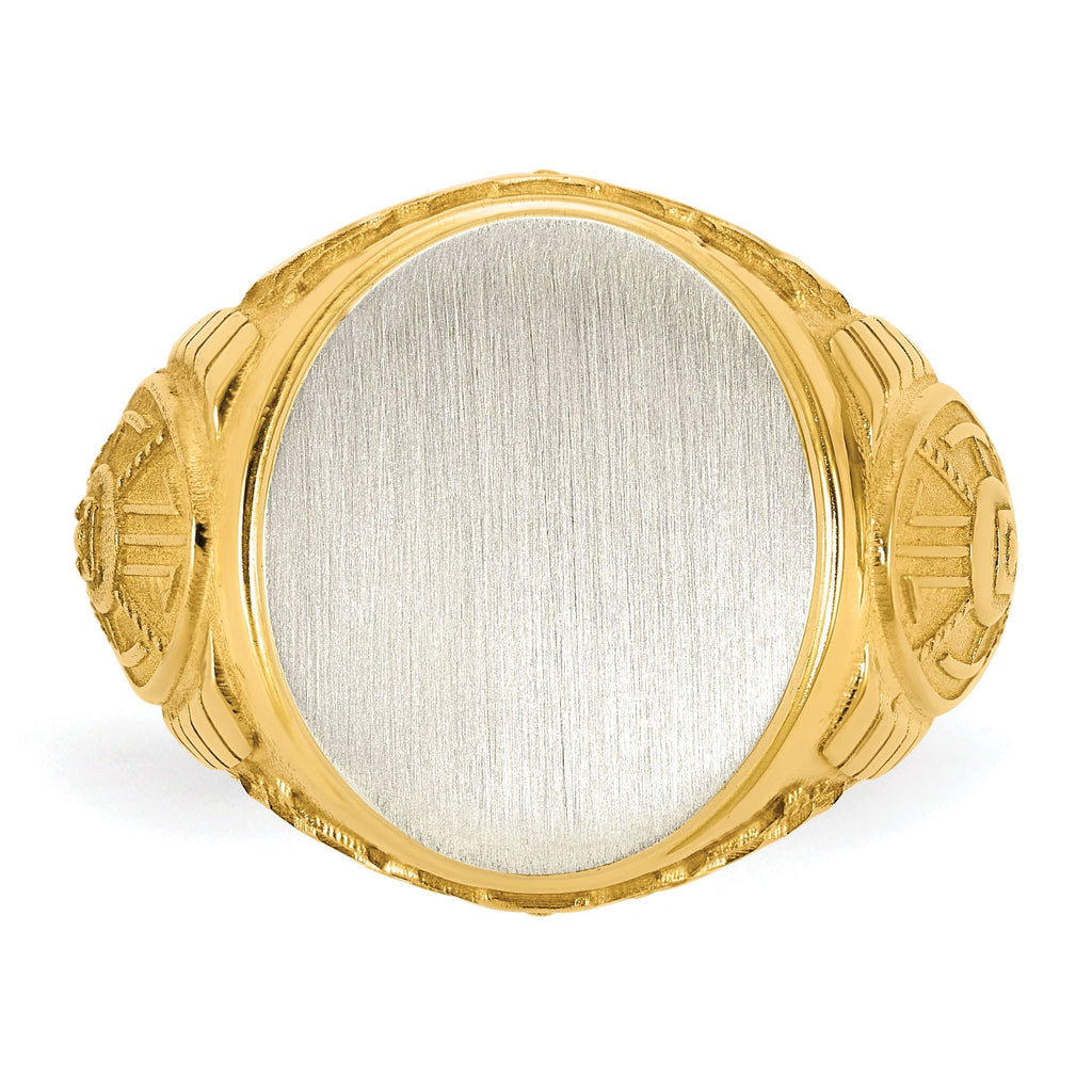 14k Two-Tone Engravable Round Signet ring