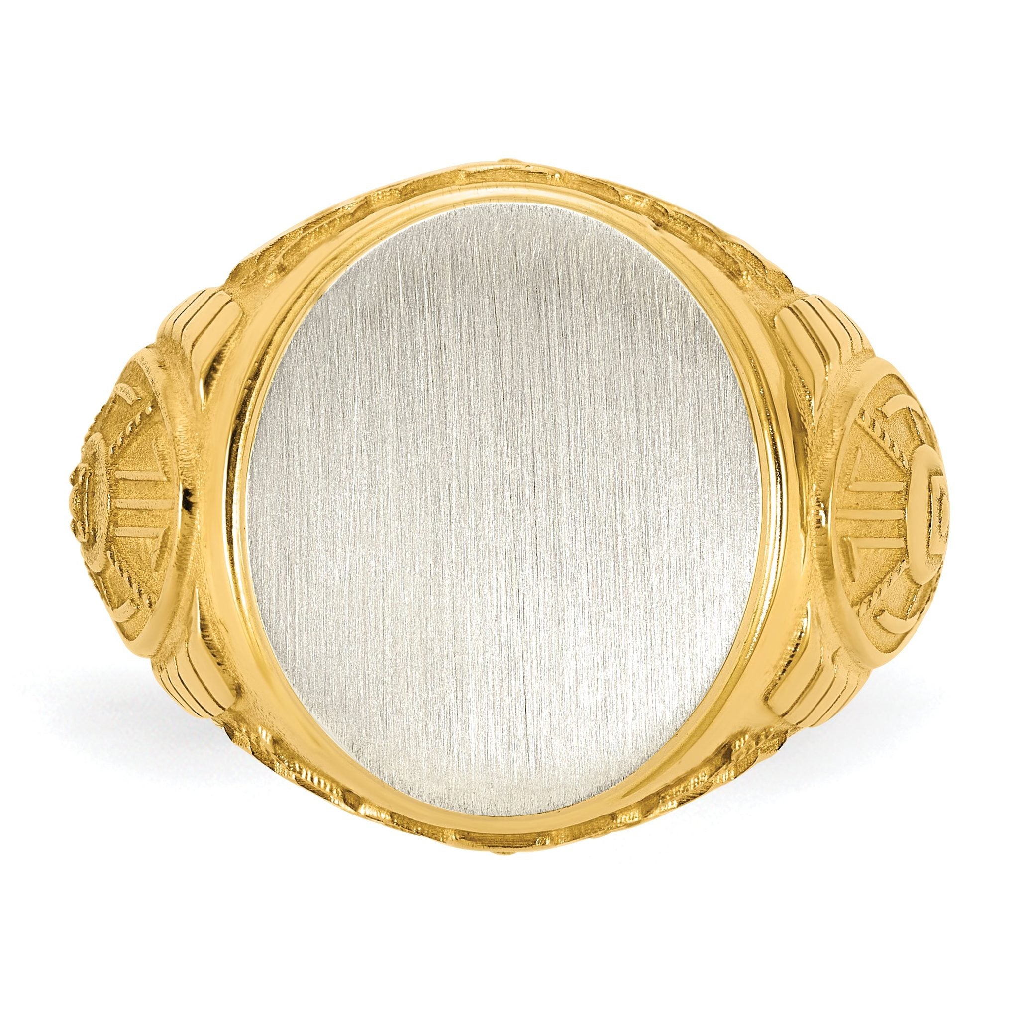 14k Two-Tone Engravable Round Signet ring