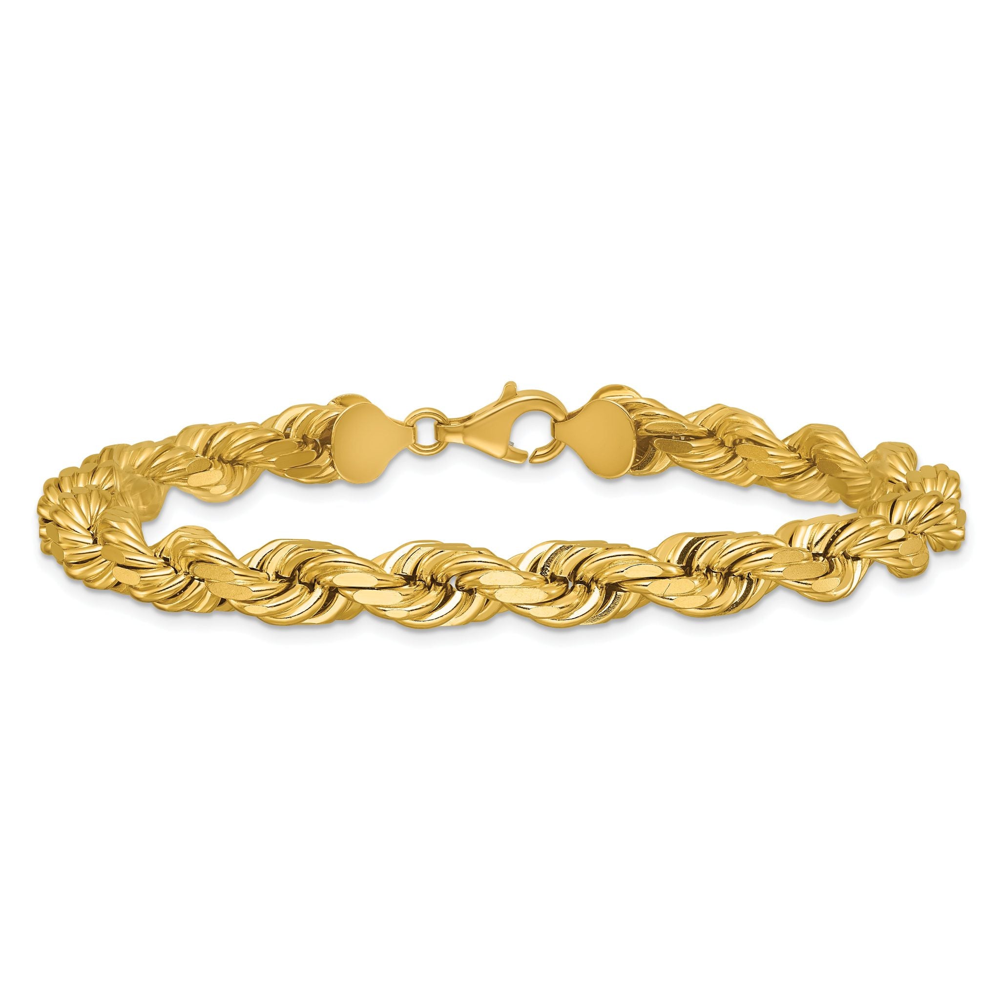 14K 9 inch 8mm Diamond-cut Rope with Fancy Lobster Clasp Chain