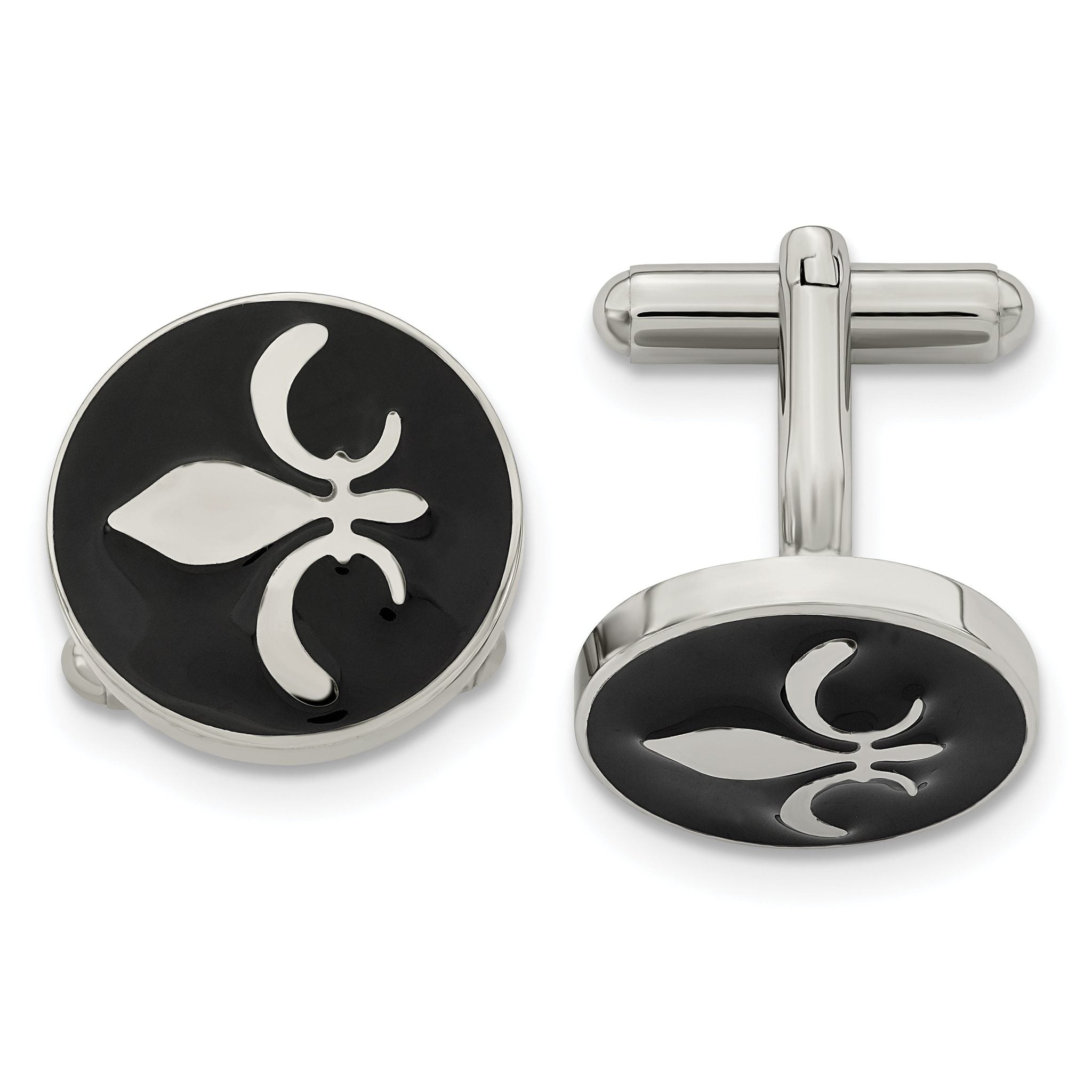 Fleur de Lis Cufflinks in Stainless Steel, Enameled Main image
