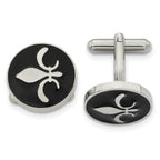 Fleur de Lis Cufflinks in Stainless Steel, Enameled