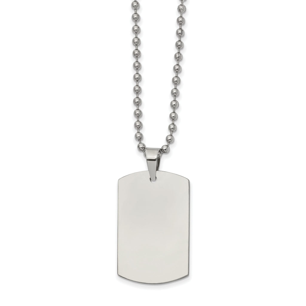 Reversible Dog Tag Necklace in Stainless Steel, 22"