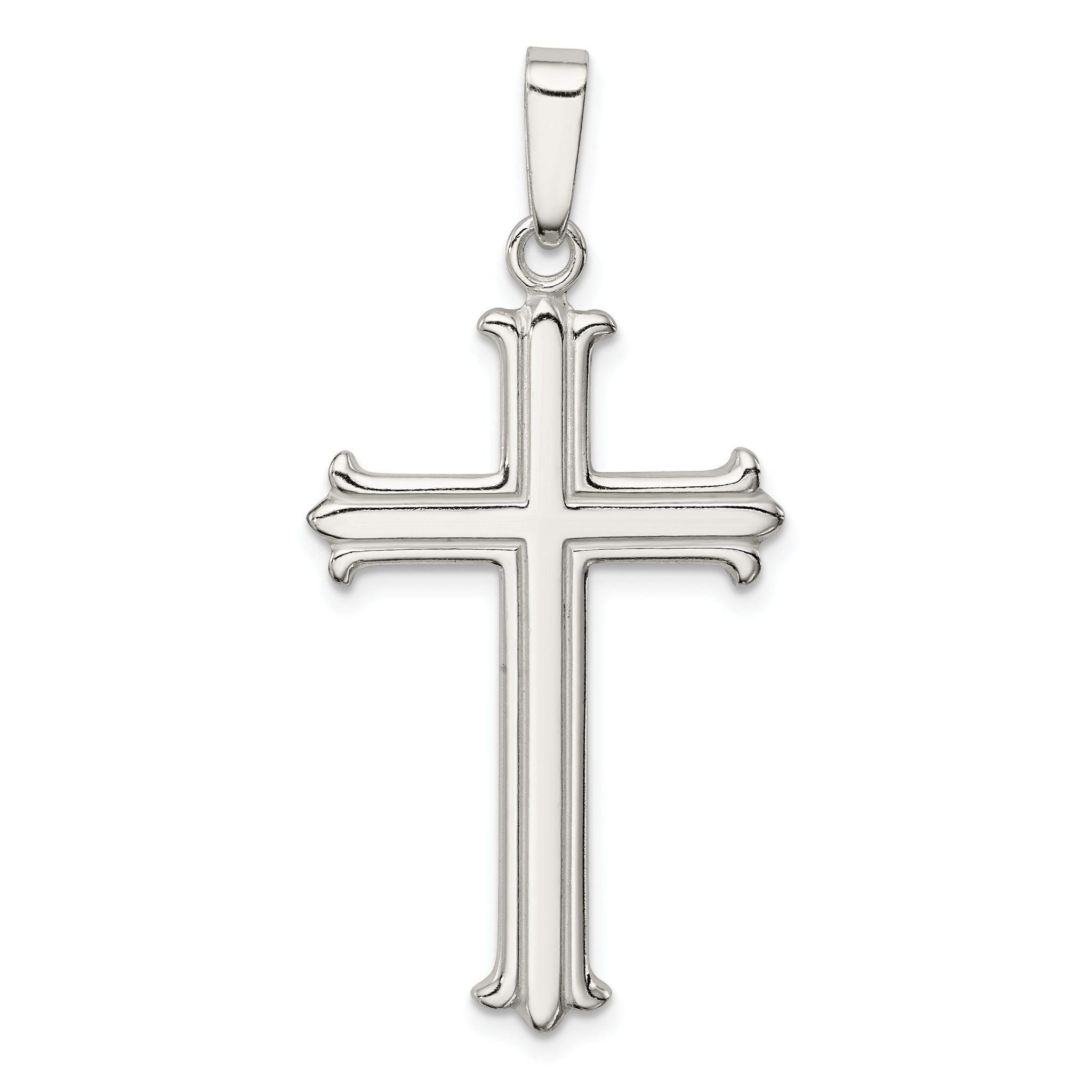 Sterling Silver 925 Fleur De Lis Cross Pendant with Polished Finish Main image