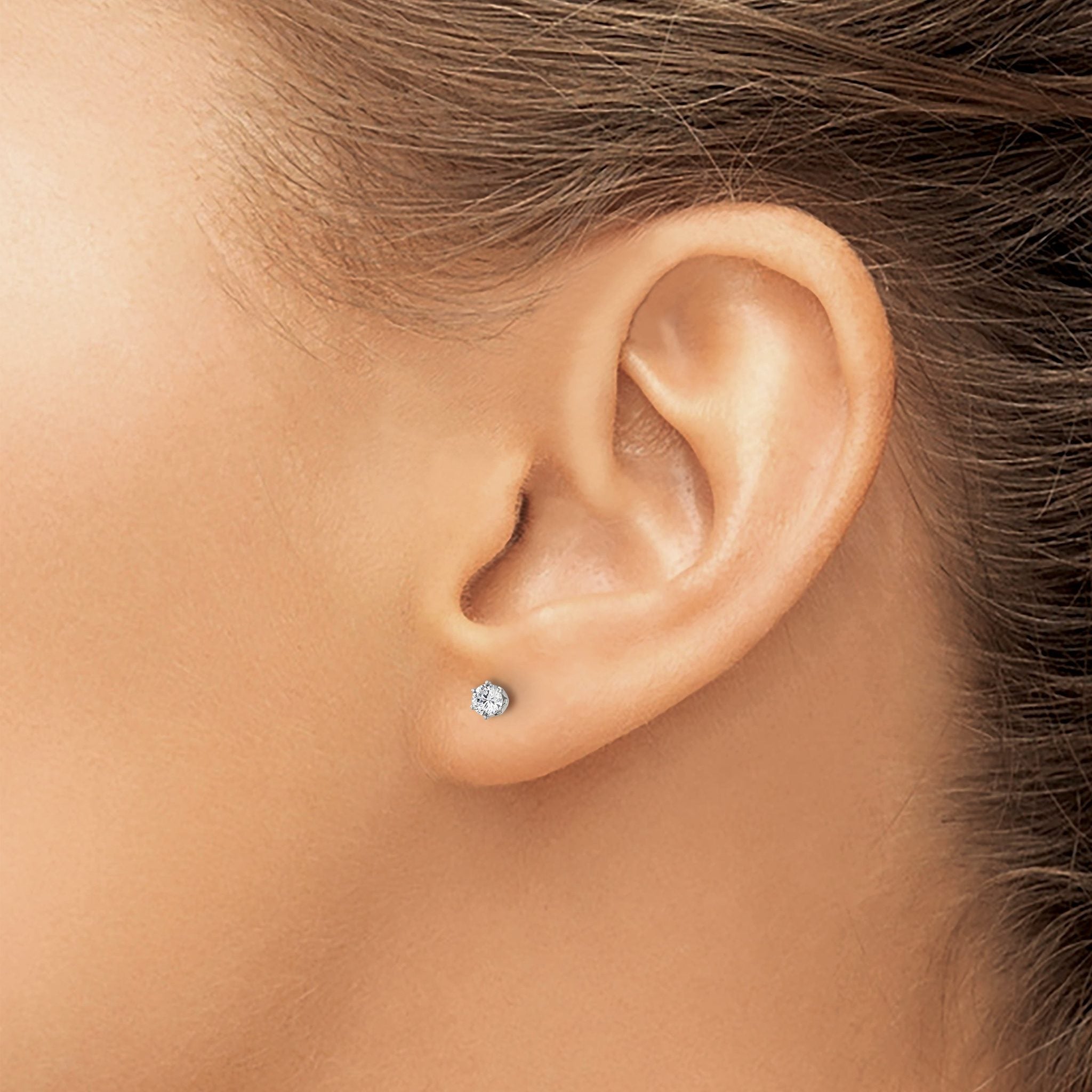 Stainless Steel Polished Round Cubic Zirconia Stud Earrings