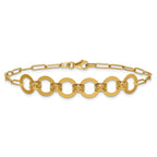 14K Polished Circles Paperclip Link Bracelet